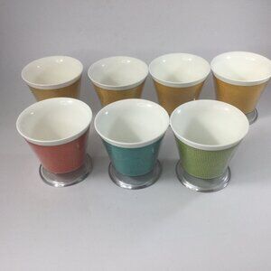 Vintage Retro Ice Cream Bowls Cups Burlap TermoTemp Plastic Set of 7